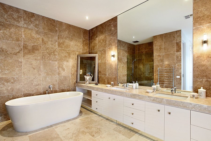 Travertine Brown Bathroom